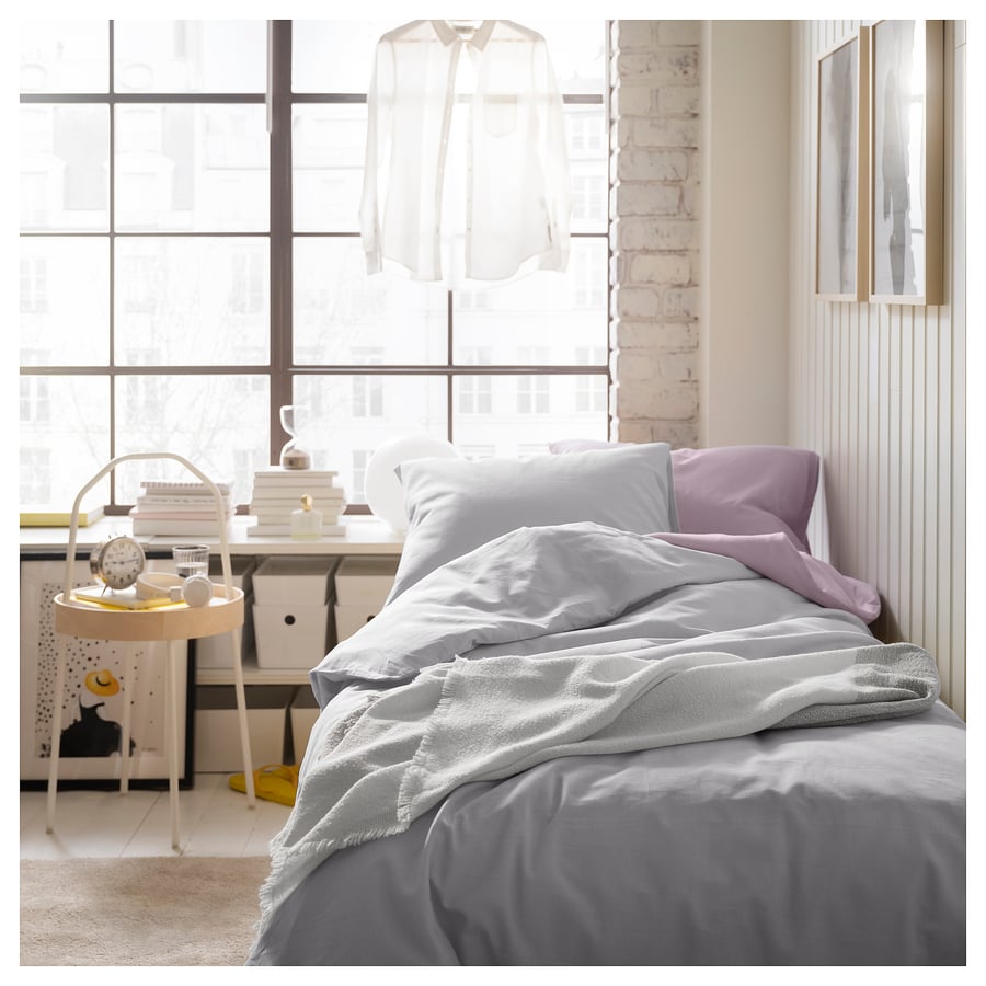 NATTSVÄRMARE duvet cover and 2 pillowcases, light grey, 240x220/50x80 cm IKEA