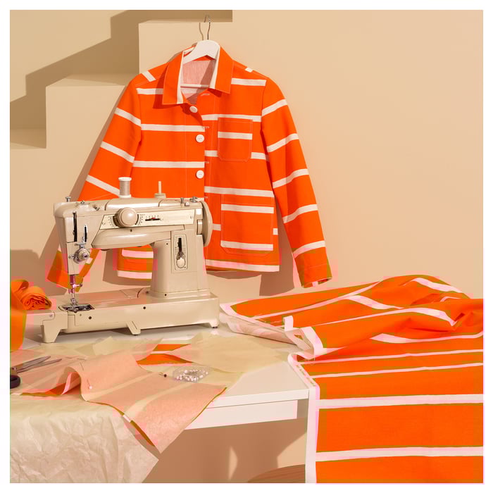 NICKFIBBLA precut fabric, orange white/stripe, 150x300 cm IKEA