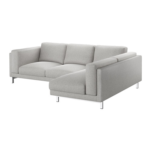 NOCKEBY 3-seat sofa - Tallmyra white/black/with chaise longue, right, chrome-plated - IKEA