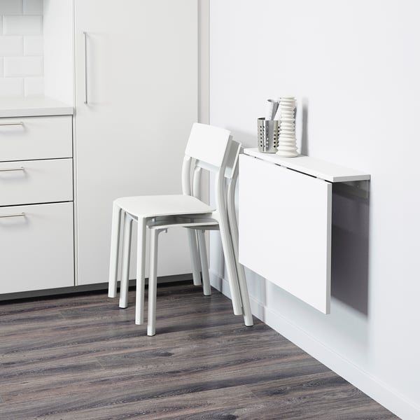 NORBERG Wall-mounted drop-leaf table, white - IKEA What other piece plays so many roles?