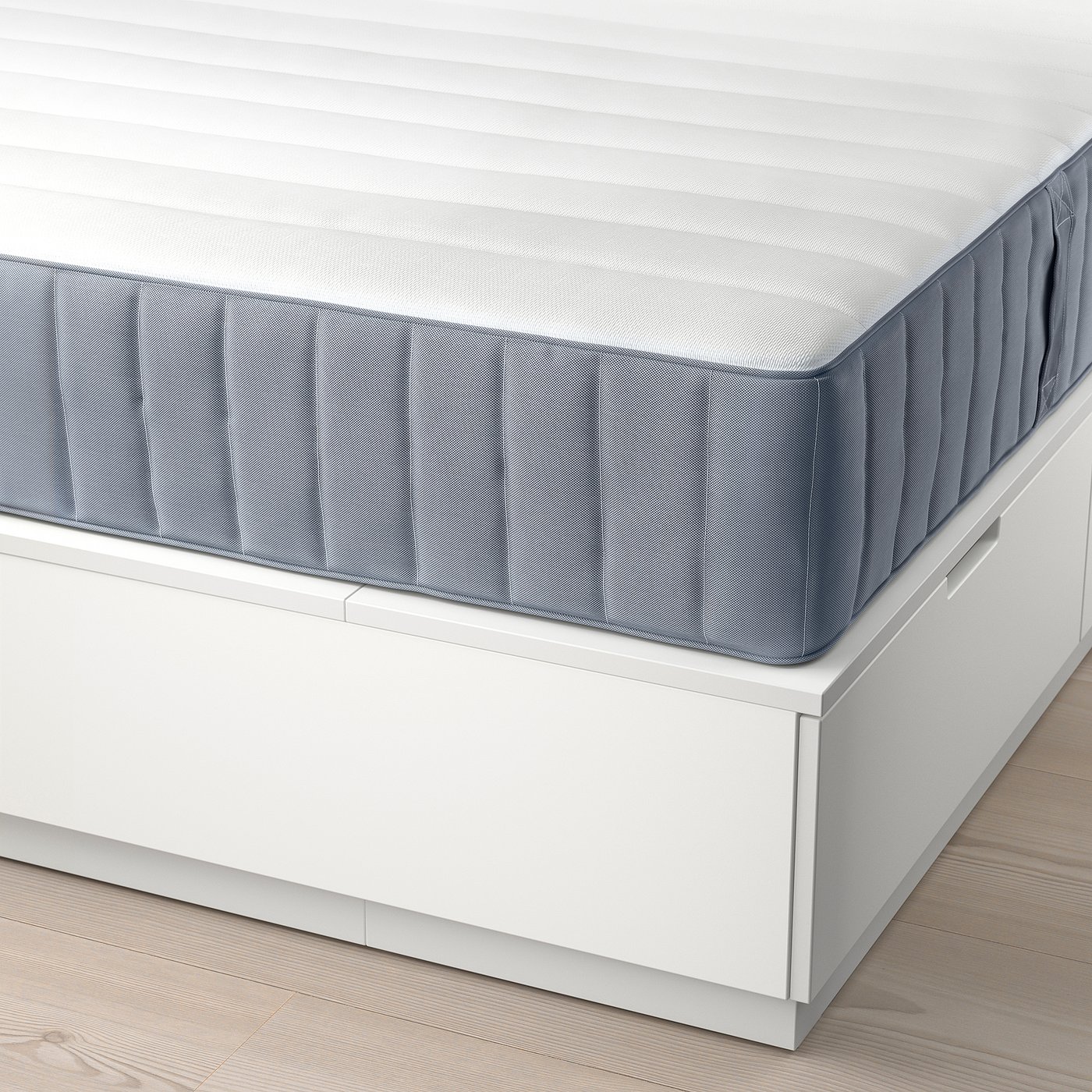 NORDLI bed frame with storage and mattress, with headboard white