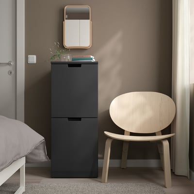 NORDLI Chest of 2 drawers, anthracite, 40x99 cm