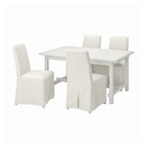 NORDVIKEN / BERGMUND Table and 4 chairs, white/Inseros white, 152/223 cm