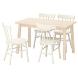 NORRÅKER / NORRARYD Table and 4 chairs, birch/white, 125x74 cm