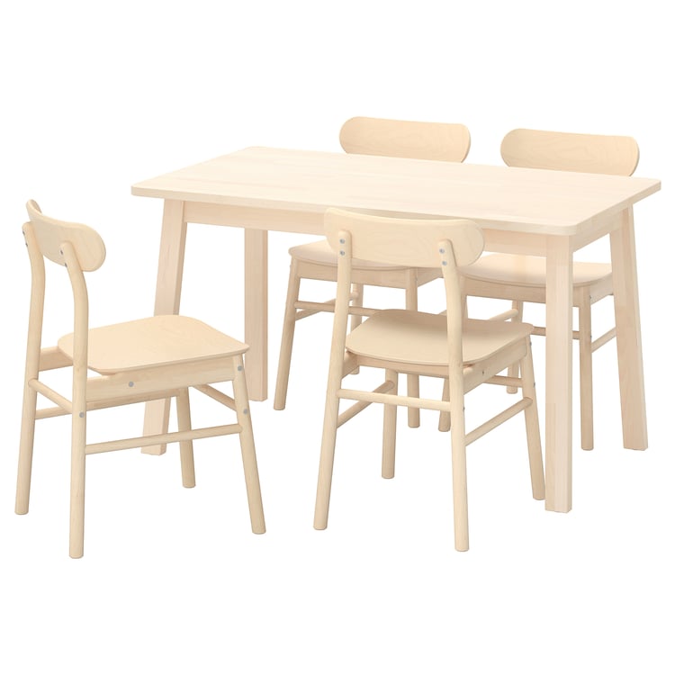 NORRÅKER / RÖNNINGE table and 4 chairs, birch/birch, 125x74 cm IKEA