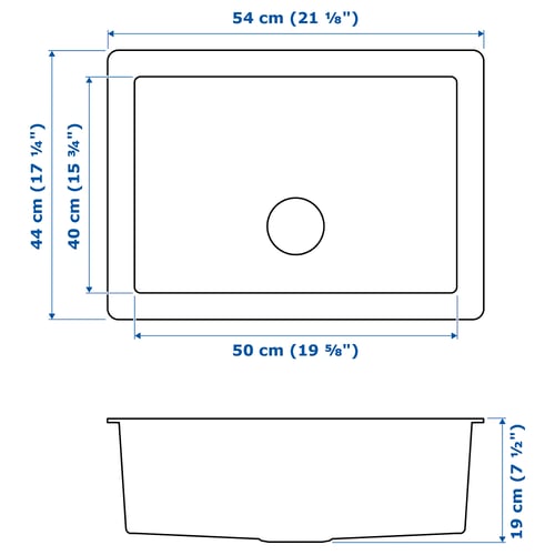 NORRSJÖN Inset sink, 1 bowl, stainless steel, 54x44 cm