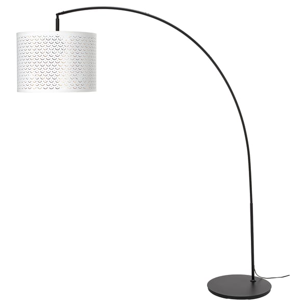 Nymo Skaftet Floor Lamp Arched White Brass Colour Ikea