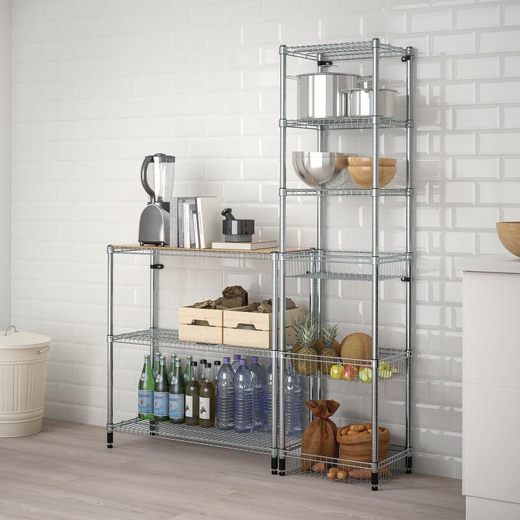 OMAR 2 shelf sections, with 1 cover for shelf, 140x36x94181 cm IKEA