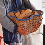 OMMJÄNGE Basket, beige/blue, 40x40x26 cm