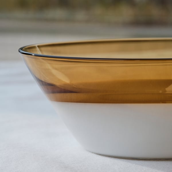OMMJÄNGE Bowl, brown/glass, 15 cm