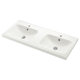 ORRSJÖN Double wash-basin, white, 122x49 cm