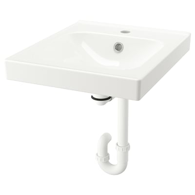 ORRSJÖN Wash-basin with water trap, white, 44x49 cm