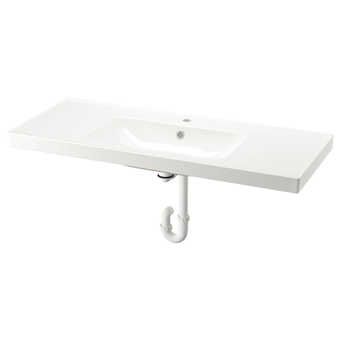 ORRSJÖN white ceramic sink, modern rectangle, sleek design, single basin, wall-mounted.