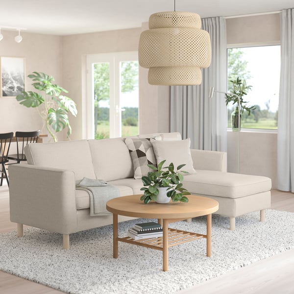 PÄRUP 3-seat sofa with chaise longue, Gunnared beige - IKEA