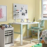 PÅHL Desk, height adjustable white/light green, 96x58 cm