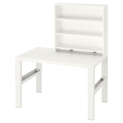 PÅHL Desk with shelf unit, height adjustable white, 96x58 cm