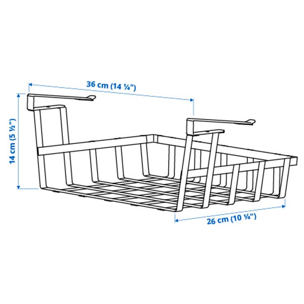 PÅLYCKE Clip-on basket, anthracite, 36x26x14 cm