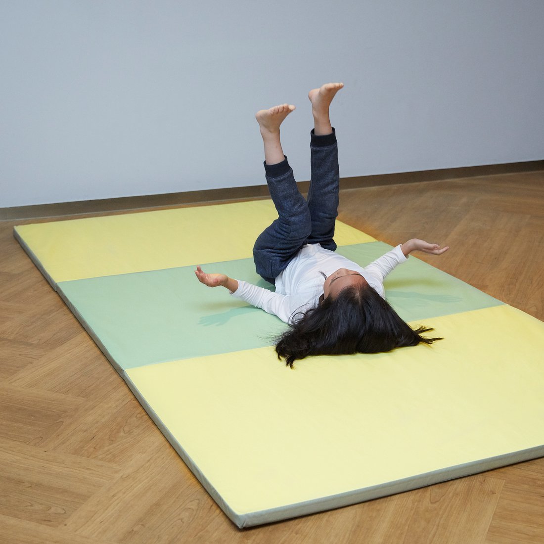 PASSBIT Folding gym mat, yellow/green/grey IKEA