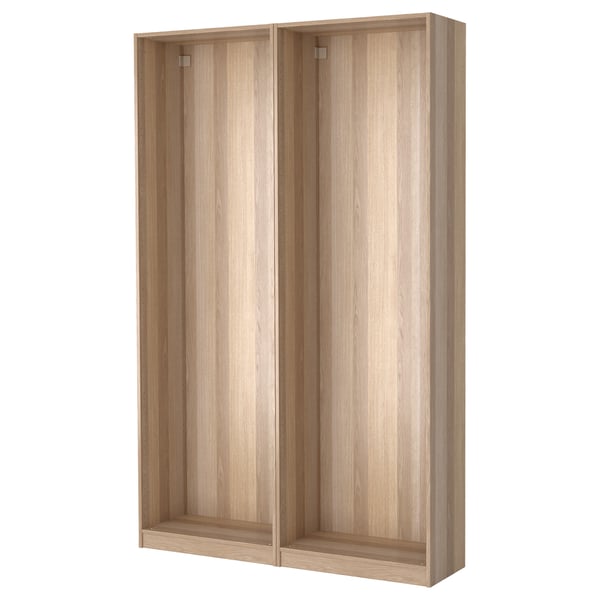 PAX 2 wardrobe frames, white stained oak effect, 150x35x236 cm IKEA