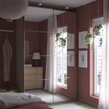 PAX / AULI Wardrobe with sliding doors, grey-beige/mirror glass, 150x66x236 cm