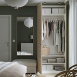 PAX / BERGSBO Wardrobe combination, white/white stained oak effect, 100x60x236 cm