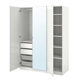 PAX / FARDAL/ÅHEIM Wardrobe combination, white high-gloss/mirror glass, 150x60x201 cm