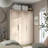 PAX / FARDAL Wardrobe combination, grey-beige/high-gloss light orange, 150x60x201 cm