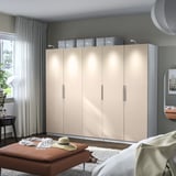 PAX / FARDAL Wardrobe combination, white/high-gloss light orange, 250x60x201 cm