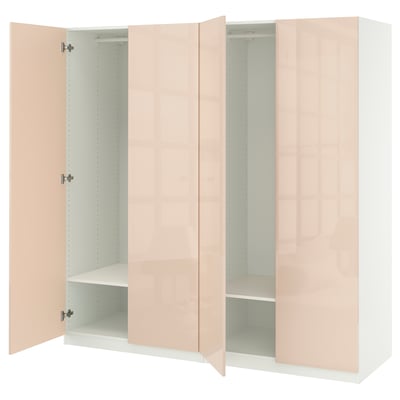 PAX / FARDAL Wardrobe combination, white/high-gloss light orange, 200x60x201 cm