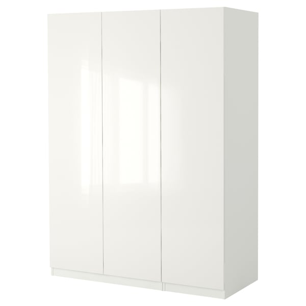 PAX / FARDAL Wardrobe combination, white/high-gloss/white, 150x60x236 cm