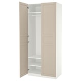 PAX / FLISBERGET Wardrobe combination, white/light beige, 100x60x236 cm