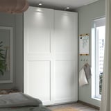 PAX / GRIMO Wardrobe with sliding doors, white/white, 150x66x236 cm