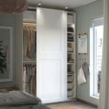 PAX / GRIMO Wardrobe with sliding doors, white/white, 150x66x236 cm
