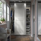 PAX / GRIMO Wardrobe with sliding doors, white/white, 150x66x236 cm