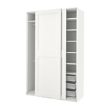 PAX / GRIMO Wardrobe with sliding doors, white/white, 150x66x236 cm