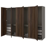 PAX / STORKLINTA Wardrobe combination, dark grey/dark brown stained oak effect, 300x60x201 cm