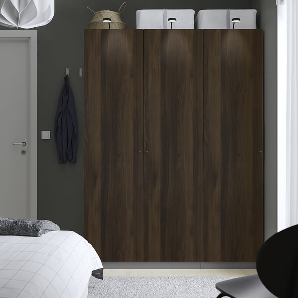 PAX / STORKLINTA Wardrobe combination, dark grey/dark brown stained oak effect, 150x60x201 cm