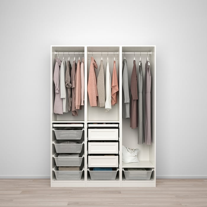 PAX / TYSSEDAL wardrobe combination, white/mirror glass, 150x60x201 cm