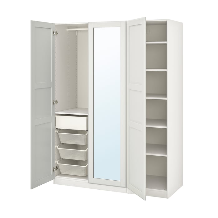 PAX / TYSSEDAL wardrobe combination, white/mirror glass, 150x60x201 cm IKEA