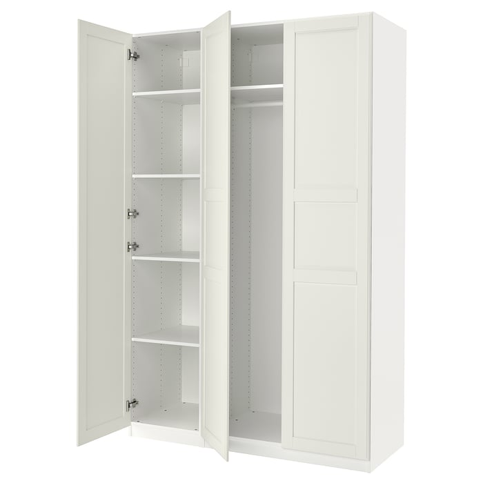 PAX / TYSSEDAL wardrobe combination, white/mirror glass, 150x60x236 cm