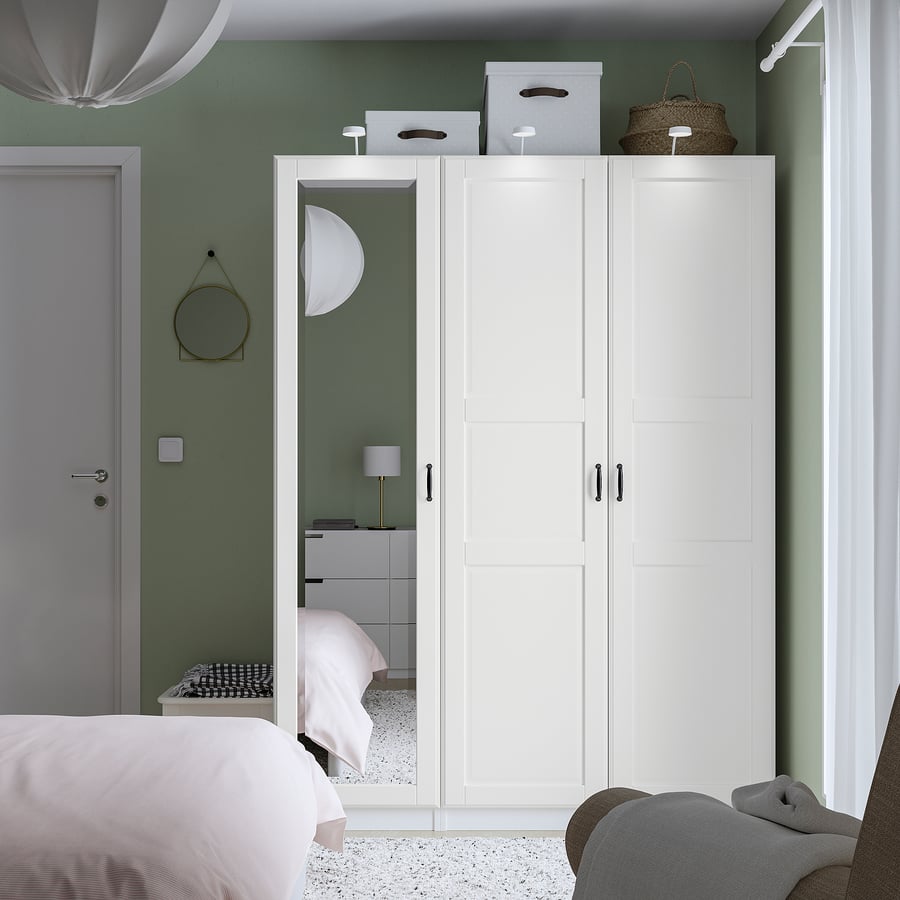 PAX / TYSSEDAL wardrobe combination, white/mirror glass, 150x60x201 cm