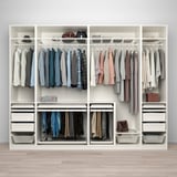 PAX / TYSSEDAL Wardrobe combination, white/white, 300x60x236 cm