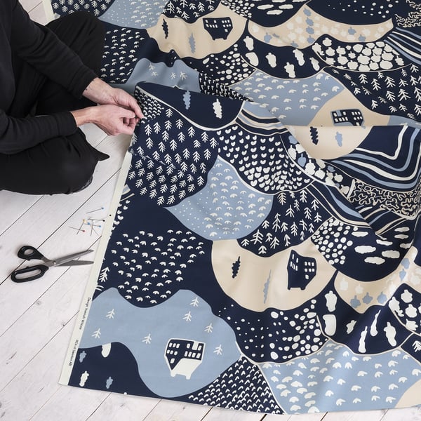 PENDELKAKTUS Pre-cut fabric, mountains/multicolour, 150x300 cm