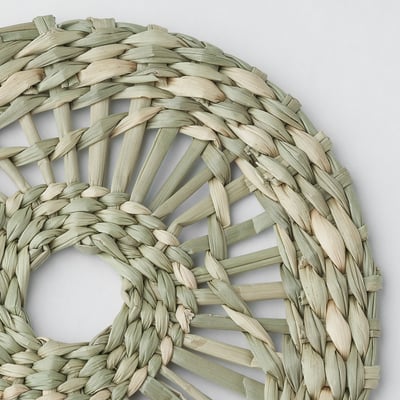 PENNFISK Coasters with holder, natural/sedge handmade, 10.0 cm