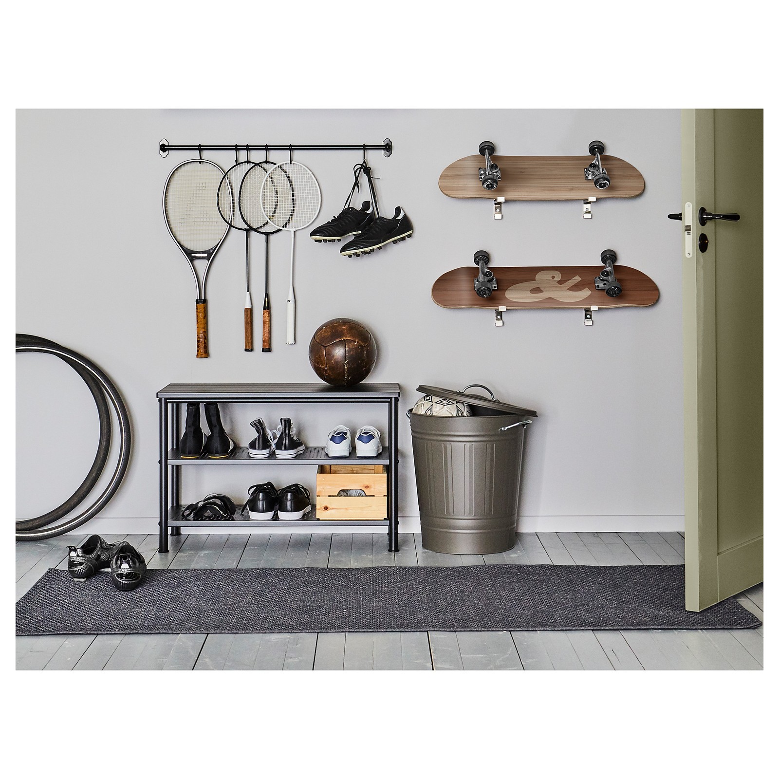 PINNIG Bench with shoe storage, black IKEA