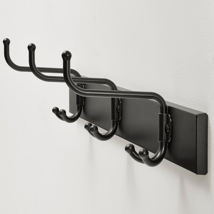 PINNIG Rack with 3 hooks, black IKEA