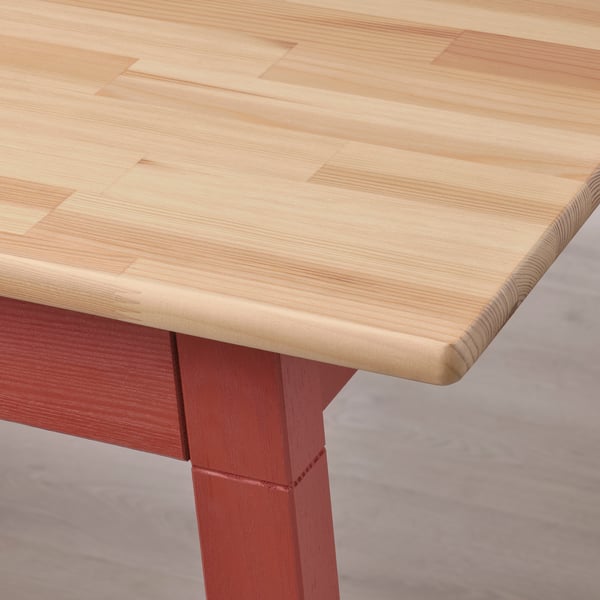 PINNTORP / STEFAN Table and 4 chairs, light brown stained red stained/white, 125 cm
