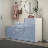 PLATSA Cabinet with doors and drawers, white/Sannidal blue, 180x57x103 cm