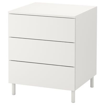 PLATSA Chest of 3 drawers, white/Fonnes white, 60x57x73 cm