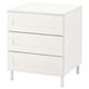 PLATSA Chest of 3 drawers, white/Sannidal white, 60x57x73 cm